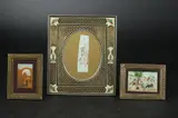 Anonymous, Figures, Three ink and color on faux ivory in khatam frames - Largest: 4 in. x 6 in
