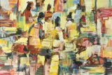 Contemporary School, Market Scene, Oil on canvas