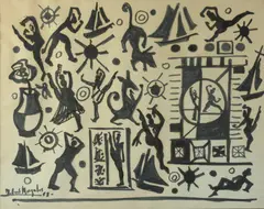 De Hirsh Margules, Dancing Figures, Ink