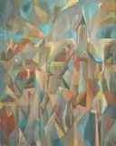 Gustav Trois, Abstract Buildings, ABSTRACT BUILDINGS, oil on canvas