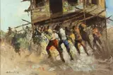 Alfred Buenaventura, Moving a House, Oil on canvas