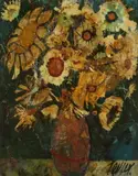 Charles Levier, Still Life with Vase of Flowers, Oil on board