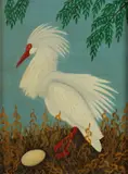 Lawrence Lebduska, White Crane with Egg