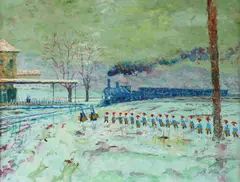 John Morris, The Sisters and Orphans in Winter in 1928, Oil on canvas