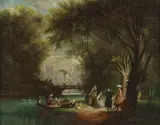 Die Rast Im Walde Und Picknick, "F.C by Continental School, Oil on canvas, offered Apr 2014