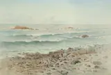 Raymond Sayer, Rocky Coastline, Watercolor