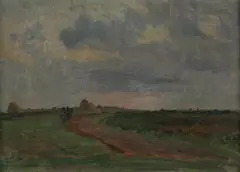 Walter Parson Shaw Griffin, Landscape with Haystacks, Oil on canvas
