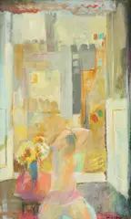 David Landis, Window in Florence, Oil on board