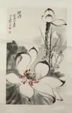 He Haixia, Lotus, Ink and color on paper scroll, signed and sealed