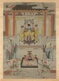 Anonymous, Immortals, Three ink and color on paper scroll