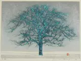Hoshi Joichi, Winter Tree, Color woodcut, signed, sealed and