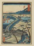 Utagawa Yoshimori, Riverscape, Color woodcut, signed, sealed and