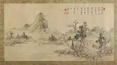 Suzuki Kiitsu, Riverscape, Ink and color on silk, signed, sealed and