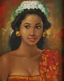 Amir Lubis, Gadis Bali, Oil on canvas, signed and