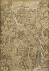 Balinese School, Village Life, Oil on board, signed and
