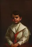 Henry Ihlefeld, Portrait of Young Boy in White Sailor Suit with Red Tie, Oil on canvas.