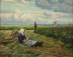 Albert Holz, Lunch Break, Oil on board