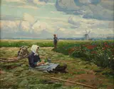Albert Holz, Lunch Break, Oil on board