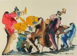 Leo Meirsdorff, Jazz Band, Watercolor