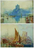 J. M. W. Turner, PORT OF CALL and COWS DRINKING AT RIVER: TWO WORKS, PORT OF CALL and COWS DRINKING AT RIVER: TWO WORKS, watercolor
