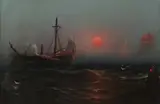 Howard Pyle, Boats at Dusk, Oil on canvas