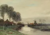 George Leonard Herdle, Dutch Landscape, Watercolor