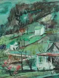 Ray Michie, Hillside in Spring, Gouache