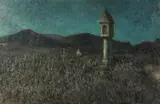 Fritzi Ulreich, Fields and Hills Under Nocturnal Sky, Oil on canvas