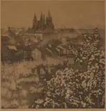 Jaromír Stretti-Zamponi, STREET SCENE IN SNOW and TOWER BRIDGE: TWO WORKS, each pencil signed lower magin, Etchings and aquatint