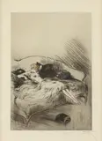 Asleep on the Divan by Louis Icart, Color etching, sold Jun 2014