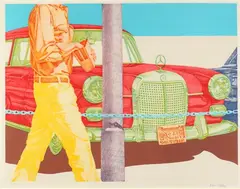 Don Eddy, Red Mercedes, Color lithograph