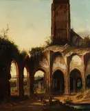 Monastery Ruins by Italian School, MONASTERY RUINS, oil on canvas, offered Jun 2014