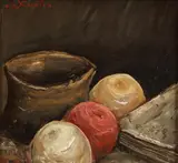 Nicolae Constantin, Still Life with Fruit and Book, Oil on panel