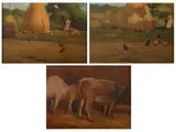 Giovanni Zangrando, Farmyard with Chickens, Oil on board (first two) and oil on panel