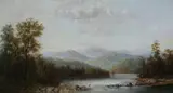 Henry Nesbitt McEvoy, Landscape with Distant Mountains and Crane, Oil on canvas