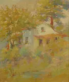 Ethel Wood Gaudelet, THE OLD LOCK KEEPER'S HOUSE, identified and titled on "Thirteenth Exhibition of American Oil Paintings, Oil on canvas