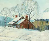 William Stone Beeken, Snow Covered Farm, Oil on canvas