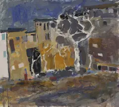 Sheila Macmillan, Untitled, oil and collage on mount board 40.5 x 45.5cm