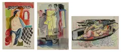 Untitled by William Crosbie, unframed; with two further examples in mixed media 55.5 x 38cm and 39 x 57cm, sold Apr 2023