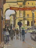 Ken Howard, Untitled, oil on board 42.5 x 33cm