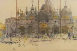 Ken Howard, Untitled, pencil and watercolour on laid paper 15.5 x 23cm Exhibited: New Grafton Gallery