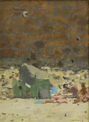 Untitled by Ken Howard, oil on canvas linen laid down on board 22.2 x 16.3cm, sold Apr 2023