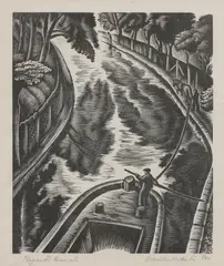Untitled by Ethelbert White, Ethelbert White (1891-1972) 'Regent's Canal' woodcut, sold Apr 2023