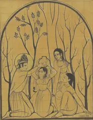 Untitled by Eric Gill, pen and ink and gold paint, sold Apr 2023