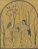 Eric Gill, Untitled, pen and ink and gold paint