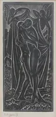 Untitled by Eric Gill, in pencil image 14.5 x 6.7cm RH was René Hague, sold Apr 2023
