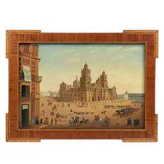 Firmado Barroeta, Vista de la catedral metropolitana, Óleo sobre tela