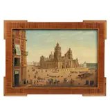 Firmado Barroeta, Vista de la catedral metropolitana, Óleo sobre tela