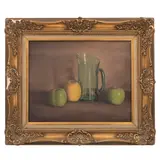 Wm Vanderpool, Bodegón con jarra y manzanas, Óleo sobre tela
