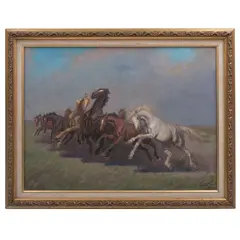 Caballos galopando by Firma No Identificada, 1985, Óleo sobre tela, offered Sep 2021